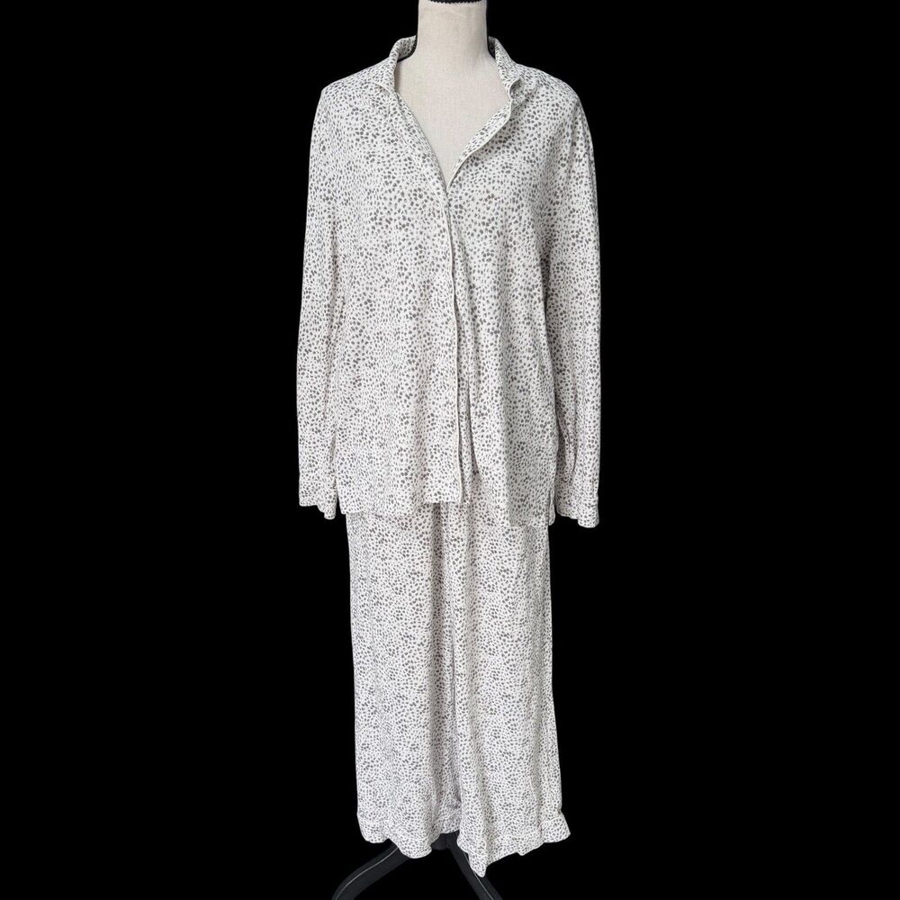 Haven Well Within Organic Cotton Pajama Set Gray Leopard Print XL